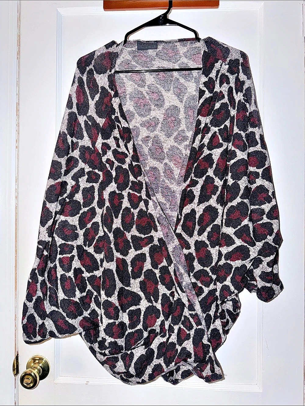 Copper Union Leopard Print Cardigan in Black & Red Like New